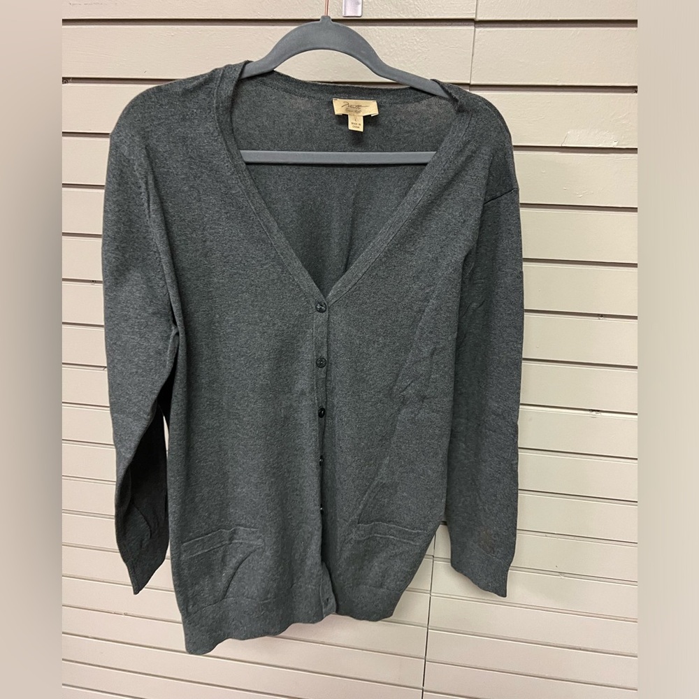 Motto Essentials Women’s Grey V-Neck Cardigan Size L. New!